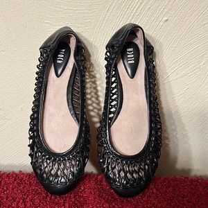 Bloch Black Leather Weave Ballet Flats Leather Size 36.5/6